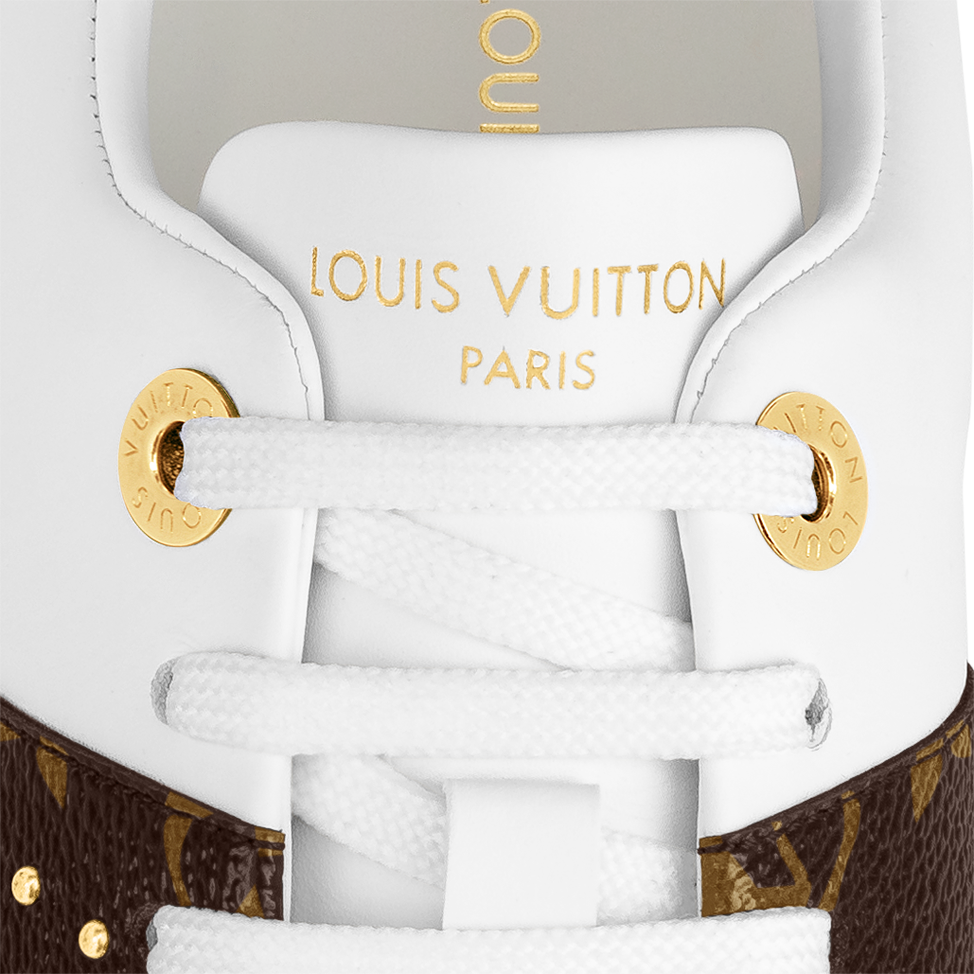 Louis vuitton white deals and gold sneakers